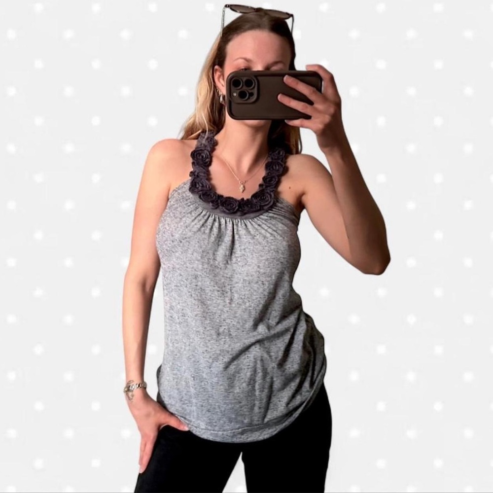 Gray Floral Tank Top